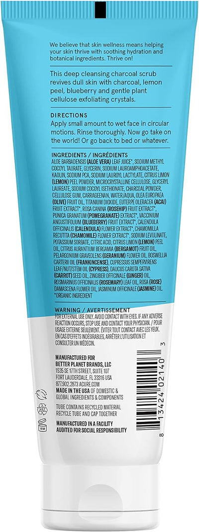 Acure Incredibly Clear Charcoal Lemonade Facial Scrub - 118 ml - MeStore - Acure