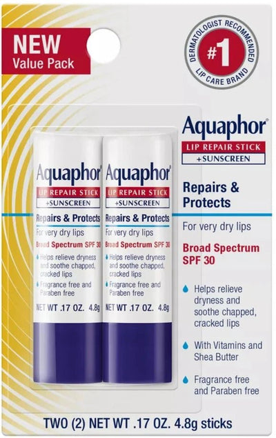 Aquaphor Lip Repair & Protect SPF 30 Stick Blister Card DUAL PACK 2 - 0.34 oz - MeStore - Aquaphor