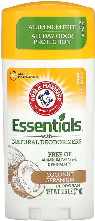 Arm & Hammer Essentials Deodorant, with Natural Deodorizers, Coconut Geranium, 2.5 oz - MeStore - Arm and Hammer