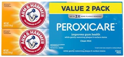 Arm & Hammer Peroxicare Toothpaste, Clean Mint Fluoride Toothpaste Twin Pack, 6 oz, 6 Pack - MeStore - Arm and Hammer