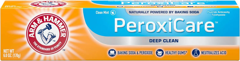 Arm & Hammer Peroxicare Toothpaste, Clean Mint Fluoride Toothpaste Twin Pack, 6 oz, 6 Pack - MeStore - Arm and Hammer