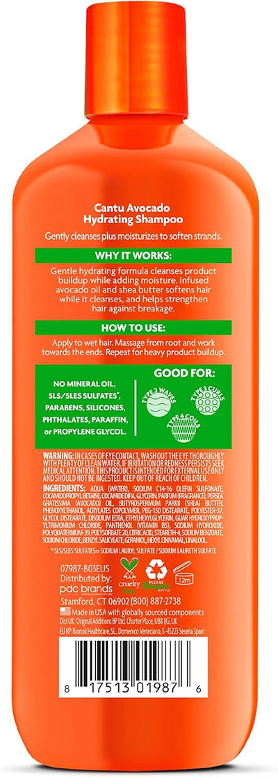 Cantu, Avocado Hydrating Shampoo, For Natural Curls, Coils & Waves, 13.5 fl oz (400 ml) - MeStore - Cantu