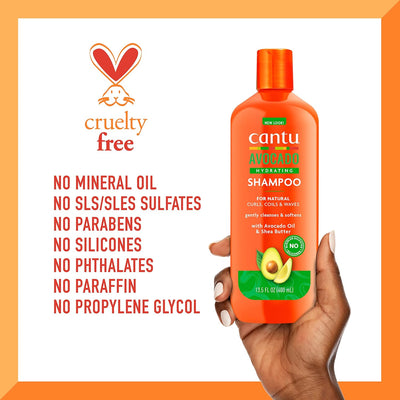 Cantu, Avocado Hydrating Shampoo, For Natural Curls, Coils & Waves, 13.5 fl oz (400 ml) - MeStore - Cantu