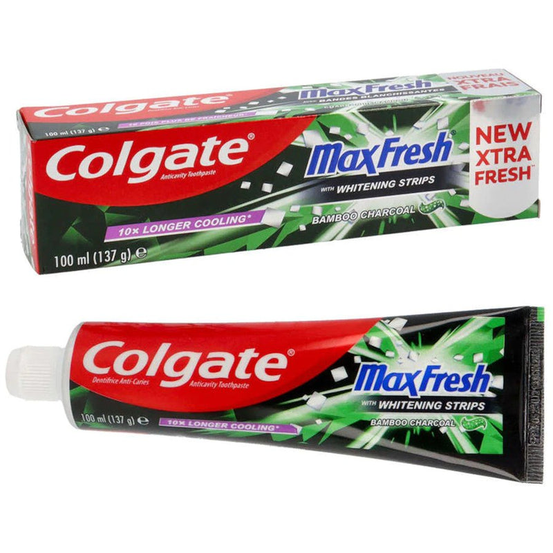 Colgate Max Fresh Charcoal With Whitening Strips 100Ml Import - MeStore - Colgate