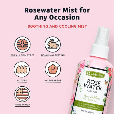 DE LA CRUZ ROSE WATER SPRAY 8 fl. oz. - MeStore - DE LA CRUZ