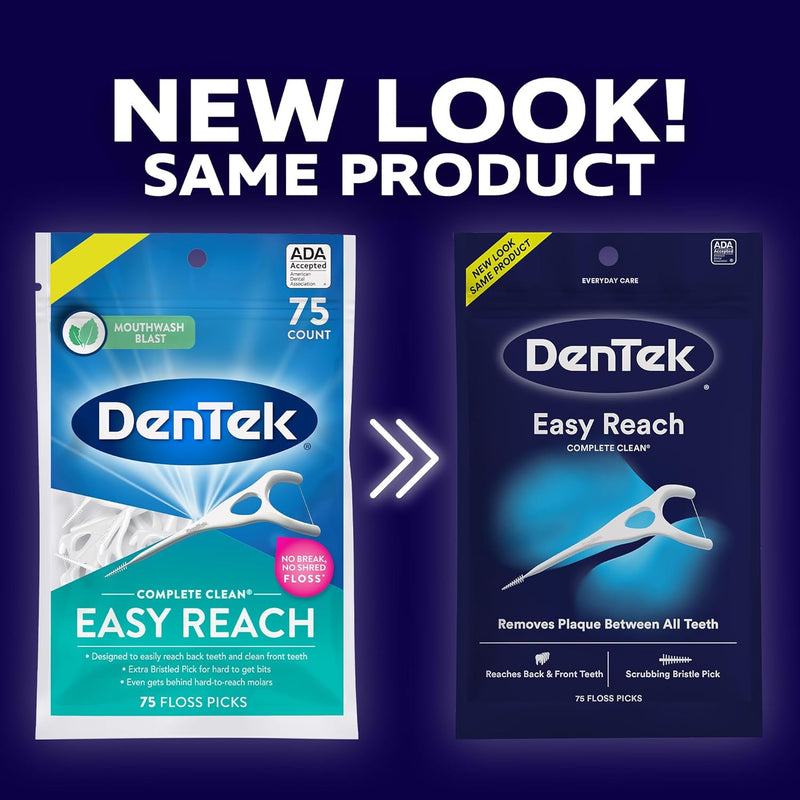 DenTek Complete Clean Easy Reach Floss Picks, No Break & No Shred Floss, 75 Count - MeStore - Dentek