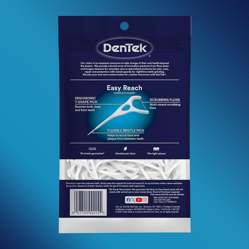 DenTek Complete Clean Easy Reach Floss Picks, No Break & No Shred Floss, 75 Count - MeStore - Dentek