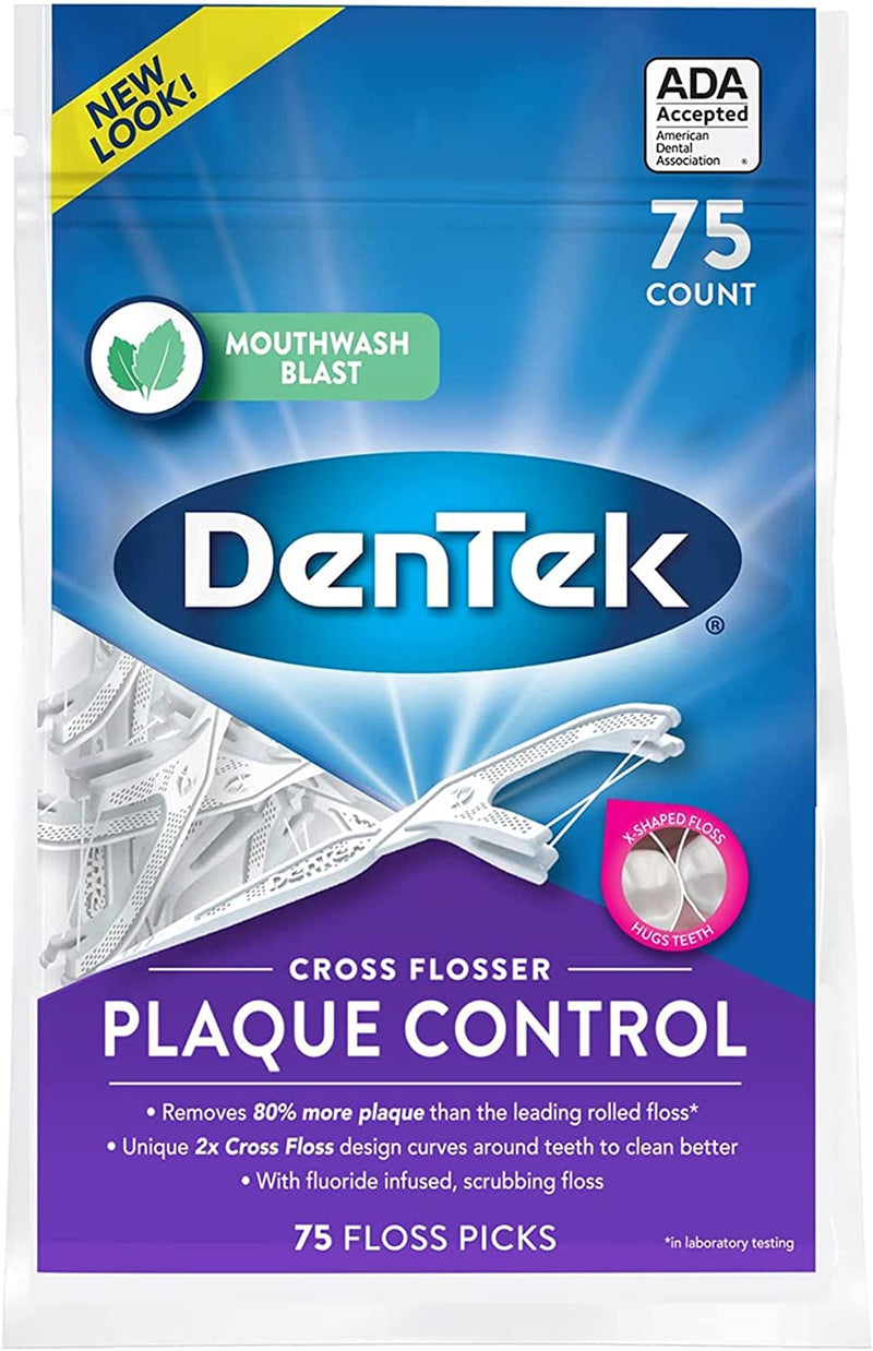 DenTek Cross Flosser Plaque Control Floss Picks, X - Shaped Floss, 75 Count - MeStore - Dentek