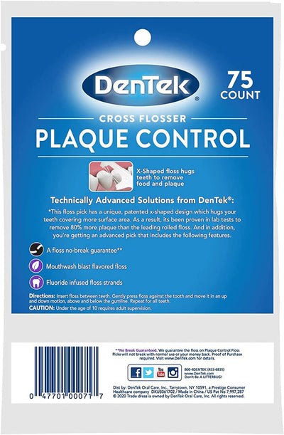 DenTek Cross Flosser Plaque Control Floss Picks, X - Shaped Floss, 75 Count - MeStore - Dentek