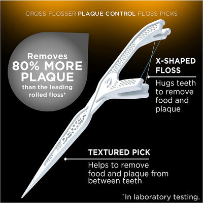 DenTek Cross Flosser Plaque Control Floss Picks, X - Shaped Floss, 75 Count - MeStore - Dentek