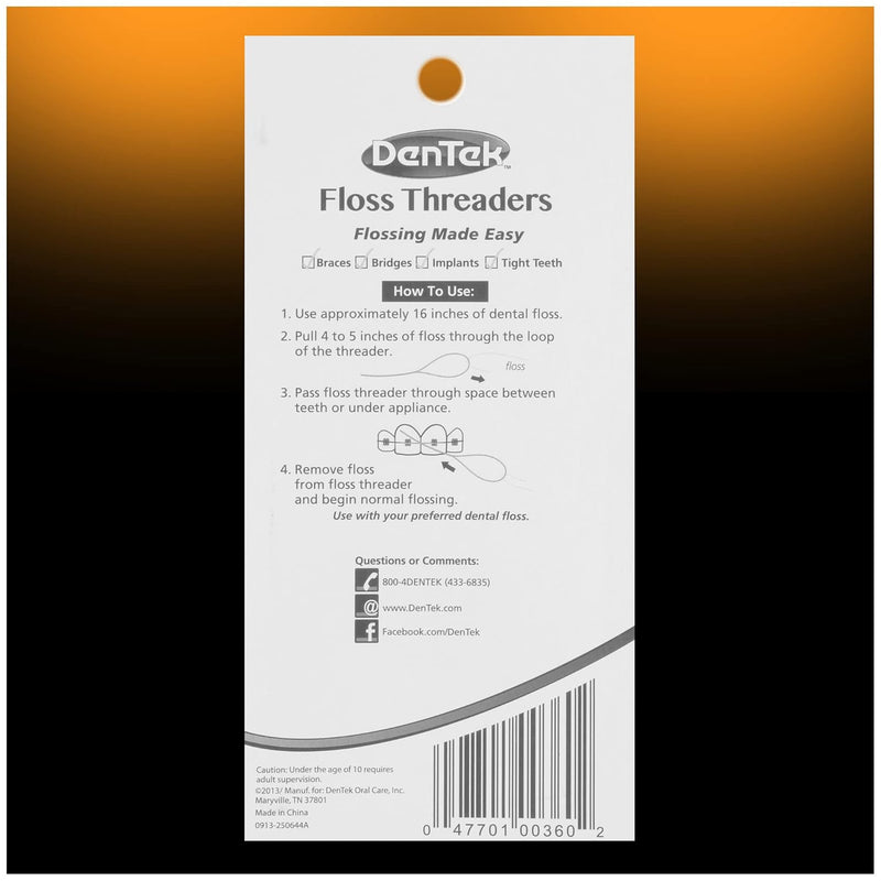 DenTek Floss Threaders | For Braces, Bridges, and Implants | 50 Count - MeStore - Dentek