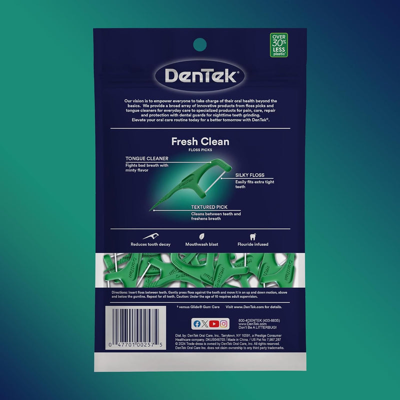 DenTek Fresh Clean Floss Picks, For Extra Tight Teeth, 75 Count - MeStore - Dentek