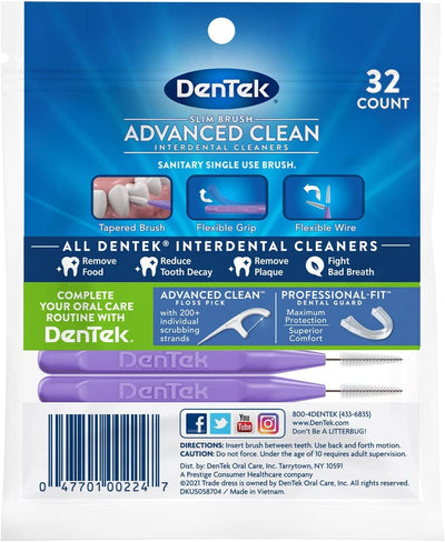 Dentek Slim Brush 32 Count Deep Clean Tight Teeth - MeStore - Dentek