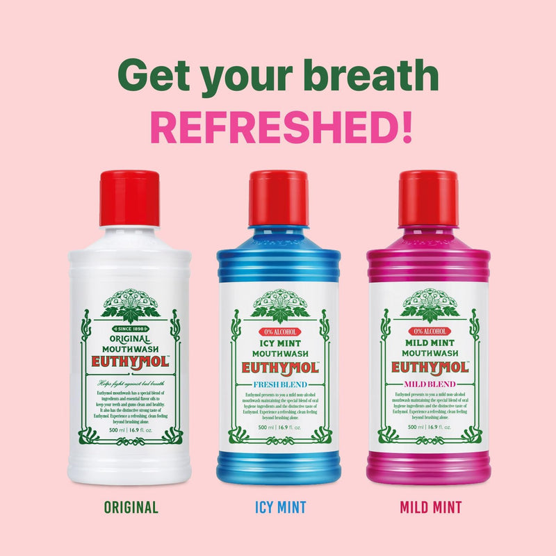 Euthymol Mouth Wash 500ml Icy Mint 0% Alcohol - MeStore - Euthymol