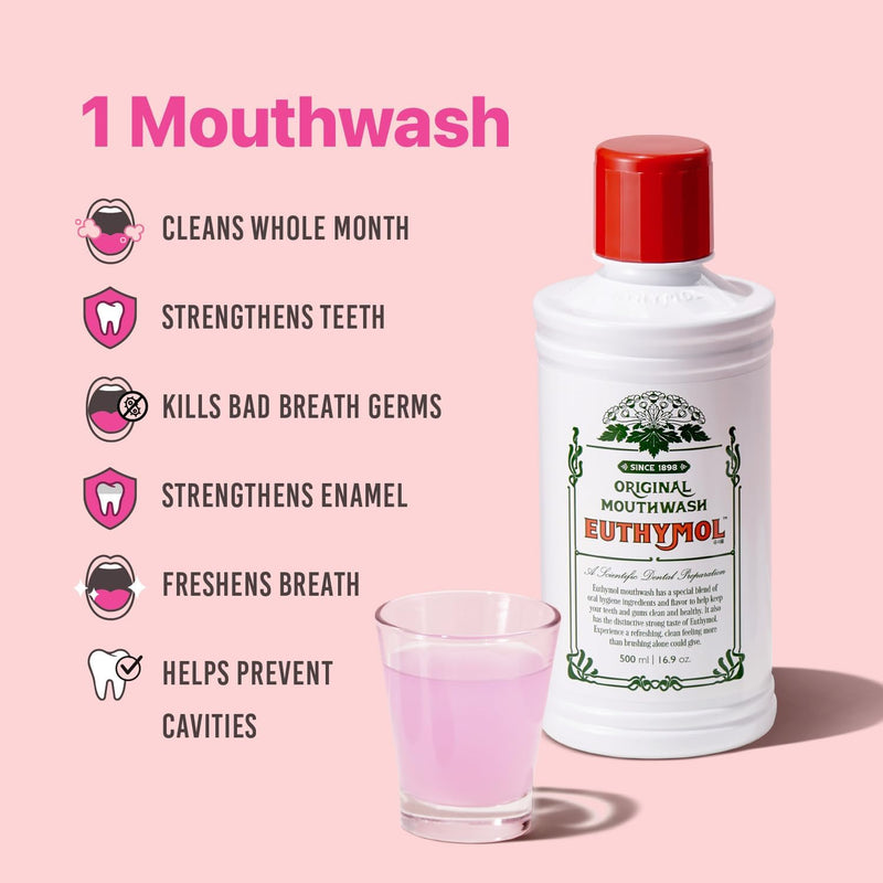 Euthymol Mouth Wash 500ml Icy Mint 0% Alcohol - MeStore - Euthymol