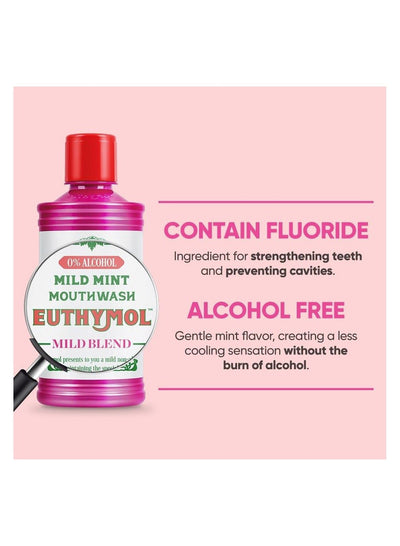 Euthymol Mouth Wash 500ml Mild Mint 0% Alcohol - MeStore - Euthymol