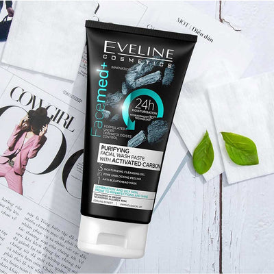 EVELINE Facemed+ Purifying Facial Wash Paste with Activated Carbon 150ml - MeStore - Eveline