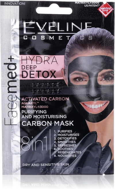 FACEMED+ HYDRA DETOX PURIFYING & MOISTURISING CARBON MASK 2X5ML - MeStore - Eveline