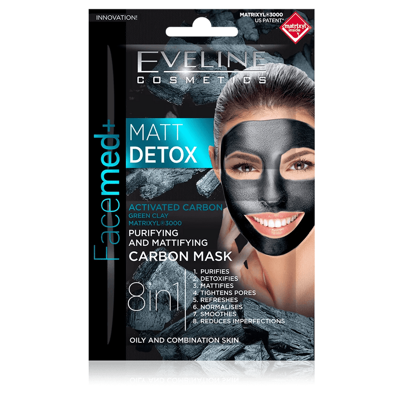 FACEMED+ MATT DETOX PURIFYING&MATTIFYING CARBON MASK 2X5ML - MeStore - Eveline