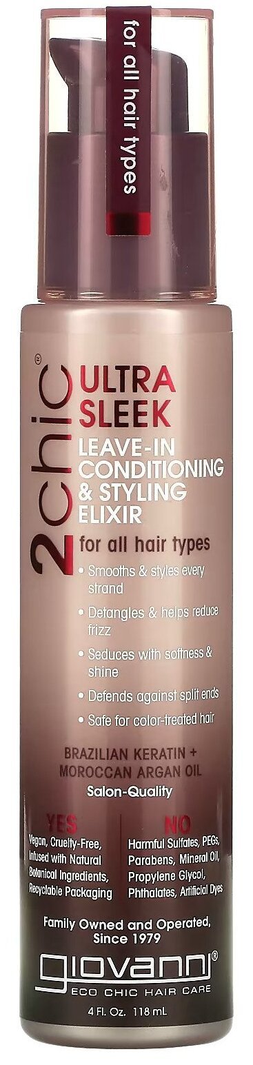 Giovanni 2chic Keratin & argan Ultra - sleek Leave - in Conditioner - MeStore - Giovanni