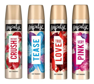 Impulse 4 Piece Mixed Body Sprays 75Ml In A Wash Bag - MeStore - Impulse