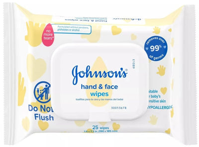 Johnson's Baby Disposable Hand & Face Cleansing Wipes, Pre - Moistened Wipes, Gentle for Delicate Skin - 25ct - MeStore - Johnson's