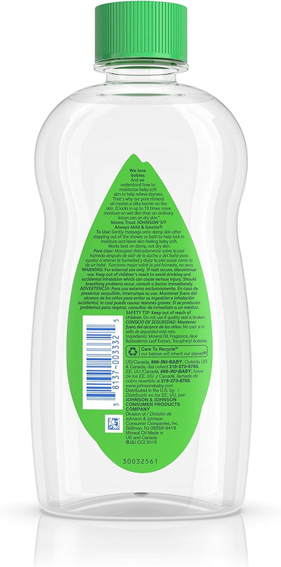 Johnson's Baby Oil, Aloe Vera and Vitamin E, 14 Fl Oz - MeStore - Johnson's