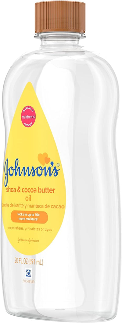 Johnson's Baby Oil, Mineral Oil Enriched with Shea & Cocoa Butter to Prevent Moisture Loss, Hypoallergenic, 20 fl. oz - MeStore - Johnson's