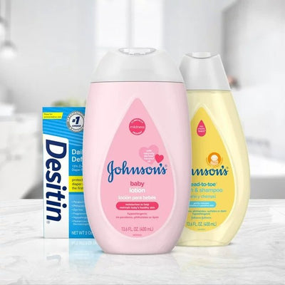 Johnson's First Touch Baby Gift Set Includes Baby Bath Wash & Shampoo, Body Lotion, & Diaper Rash Cream - 3ct - MeStore - Johnson's