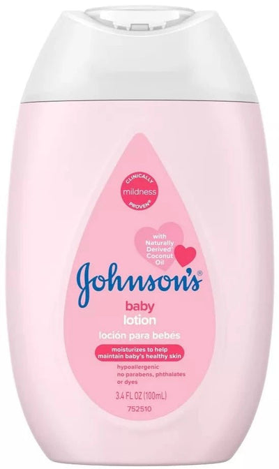 Johnson's Moisturizing Mild Pink Baby Body Lotion, Coconut Oil for Delicate Skin, Hypoallergenic - 3.4 fl oz - MeStore - Johnson's