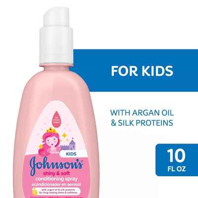 Johnson's Shiny & Soft Kids' Hair Conditioning Spray, Argan Oil & Silk Proteins, for Toddlers' Hair - 10 fl oz - MeStore - Johnson's