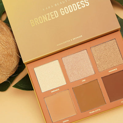 KARA BEAUTY BRONZED GODDESS 6 - Shades Bronzer & Highlight Palette - VEGAN - MeStore - Kara Beauty