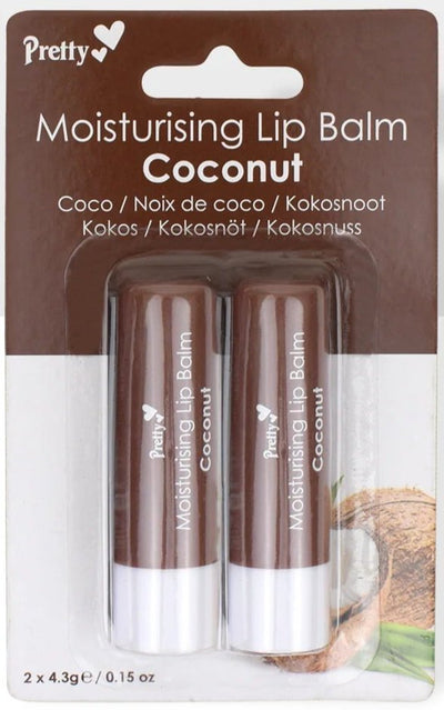 Pretty Moisturising Lip Balm Twin Pack Coconut - MeStore - Pretty