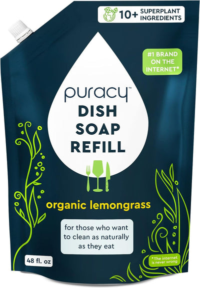 Puracy Natural Dish Soap Organic lemongrass 48fl.oz(1418 ML) - MeStore - Puracy