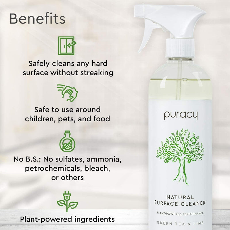 Puracy Natural Everyday Surface Cleaner Concentrate - Just Add Water - WH Green Tea & Lime / 1 Bottle (makes 16 Ounces) - MeStore - Puracy