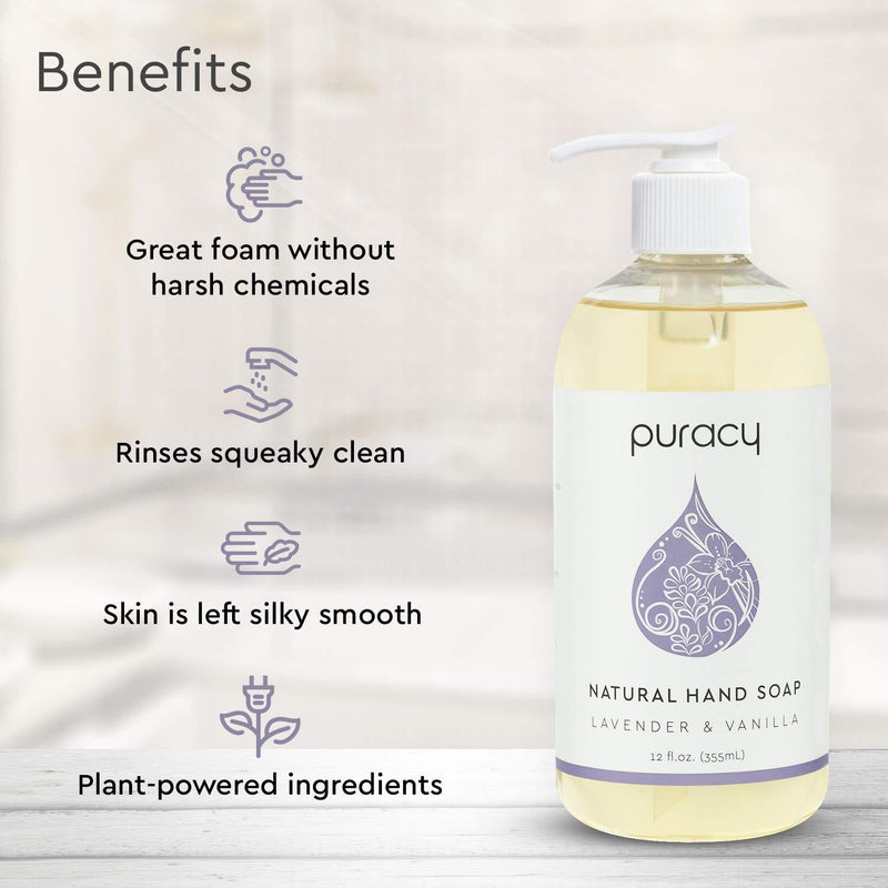 Puracy Natural Gel Hand Soap Lavender + vanila 12 Fl.Oz - MeStore - Puracy