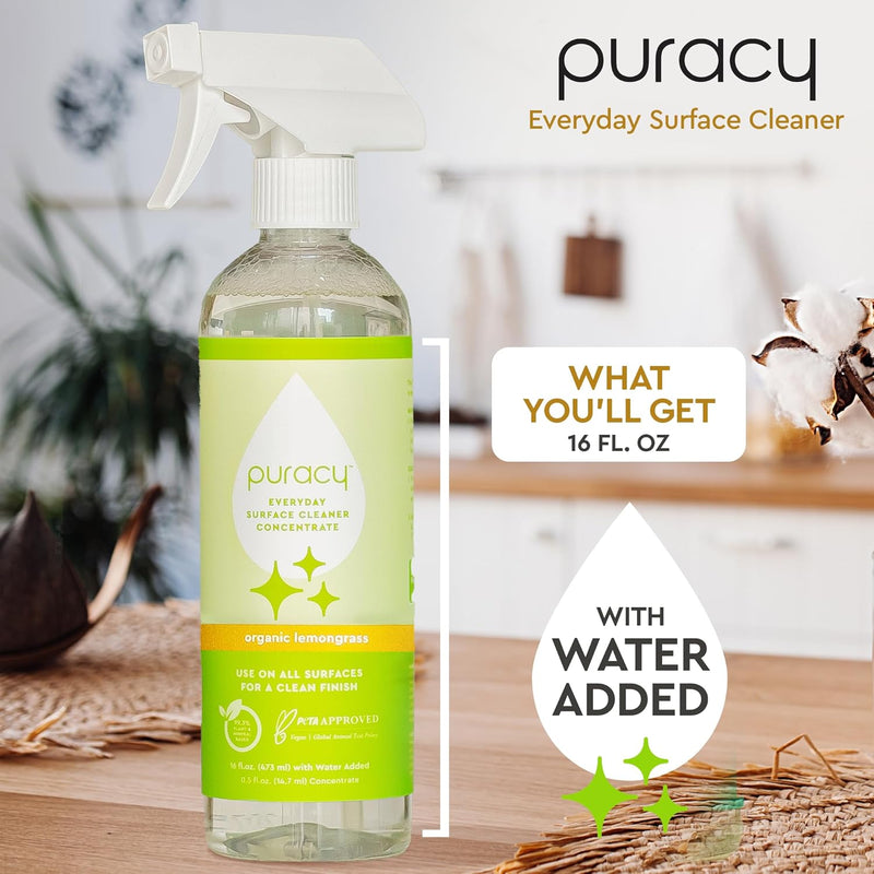 Puracy Natural Multi - Surface Cleaner Organic Lemongrass / 16oz Concentrate - MeStore - Puracy