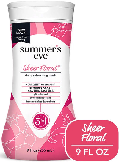 Summer’s Eve Sheer Floral Daily Feminine Wash, Removes Odor, pH Balanced, 9 fl oz - MeStore - Summer's Eve