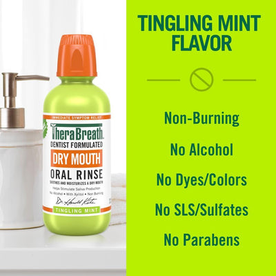 TheraBreath Dry Mouth Oral Rinse Tingling Mint 16oz - MeStore - TheraBreath