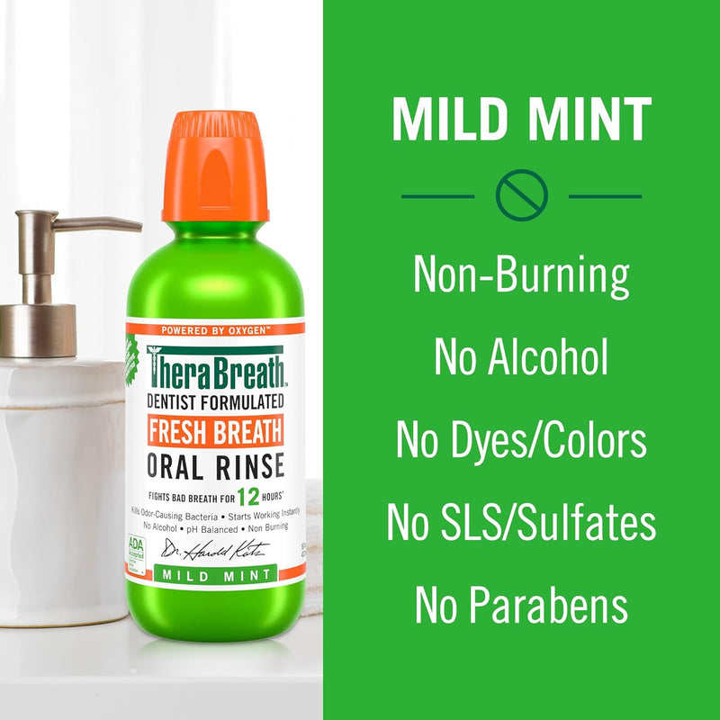 TheraBreath Fresh Breath Oral Rinse Mild Mint 16oz - MeStore - TheraBreath