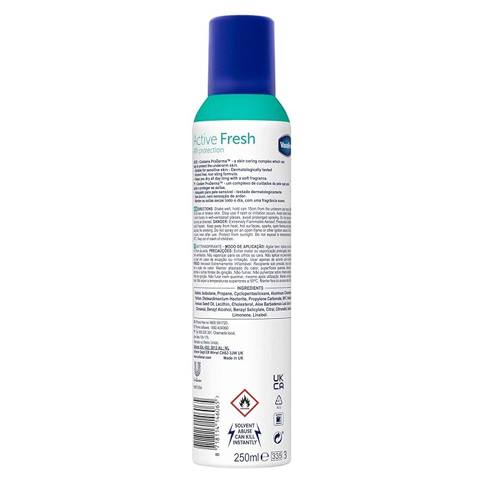 Vaseline Deo Spray 250Ml Active Fresh - MeStore - Vaseline