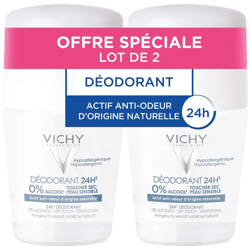 Vichy 24HR Deodorant Dry Touch Sensitive Skin 2 x 50ml - MeStore - VICHY