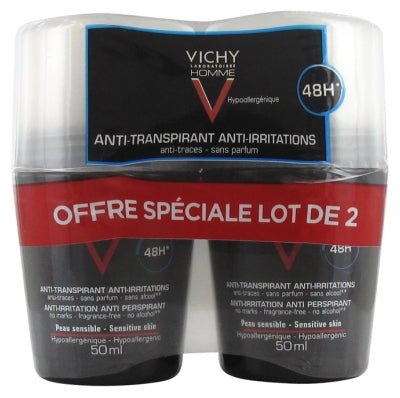 VICHY MAN DEODORANT ANTI PERSPIRANT ANTI IRRITATION 48H ROLL ON LOT OF 2*50ML - MeStore - VICHY