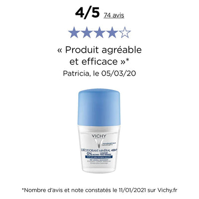 Vichy Mineral Deodorant 48h Aluminium Salt Free Sensitive Skins 2x50ml Déodorant Mineral Roll - on - MeStore - VICHY