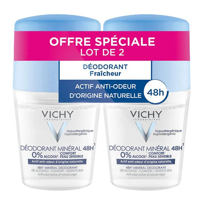 Vichy Mineral Deodorant 48h Aluminium Salt Free Sensitive Skins 2x50ml Déodorant Mineral Roll - on - MeStore - VICHY