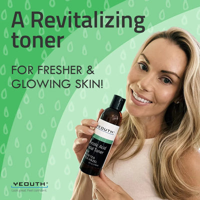 YEOUTH GLYCOLIC ACID FACIAL TONER 178ML ALOE GREEN TEA WITCH HAZEL - MeStore - Yeouth