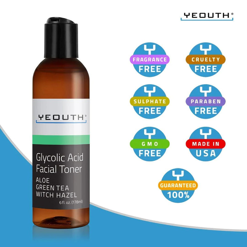 YEOUTH GLYCOLIC ACID FACIAL TONER 178ML ALOE GREEN TEA WITCH HAZEL - MeStore - Yeouth