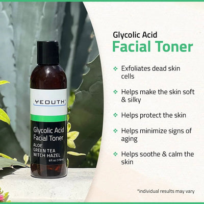 YEOUTH GLYCOLIC ACID FACIAL TONER 178ML ALOE GREEN TEA WITCH HAZEL - MeStore - Yeouth