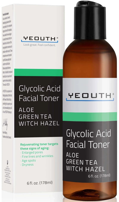 YEOUTH GLYCOLIC ACID FACIAL TONER 178ML ALOE GREEN TEA WITCH HAZEL - MeStore - Yeouth